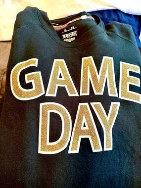 Texas True Threads Black Gameday Crewneck Sweatshirt with Gold Glitter Letters